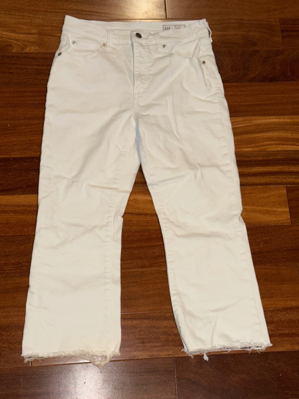 Gap Women's High Rise Kick Flare Raw Hem Optic White Size 29/8 Petite